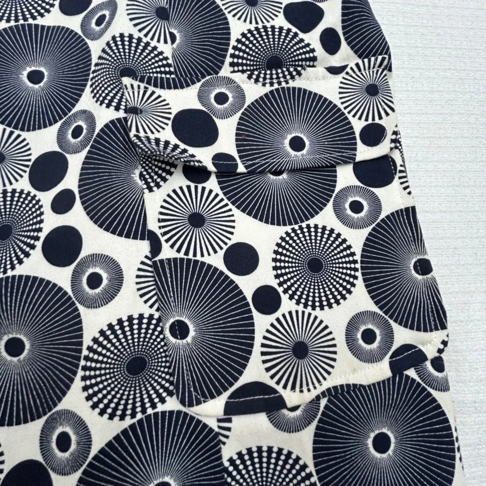 Peck & Peck Weekend Jacket Womens Large Geometric Print Black White Mod‎ Retro